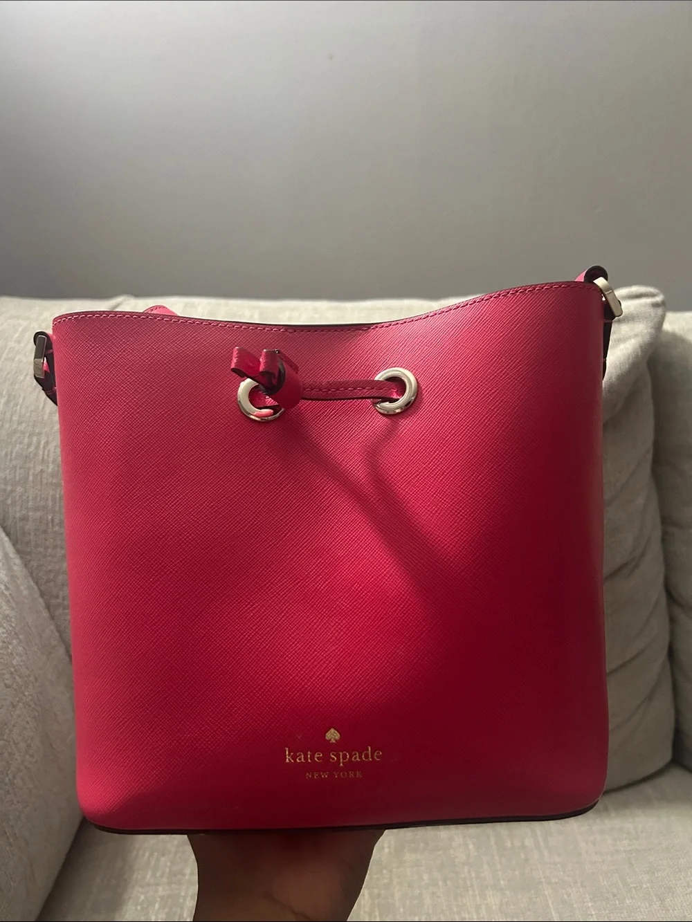 kate spade Bright Hot Pink Saffiano Bucket Shoulder Bag